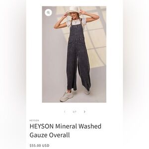 NWT HEYSON Mineral Wash Gauze Overalls Size Large